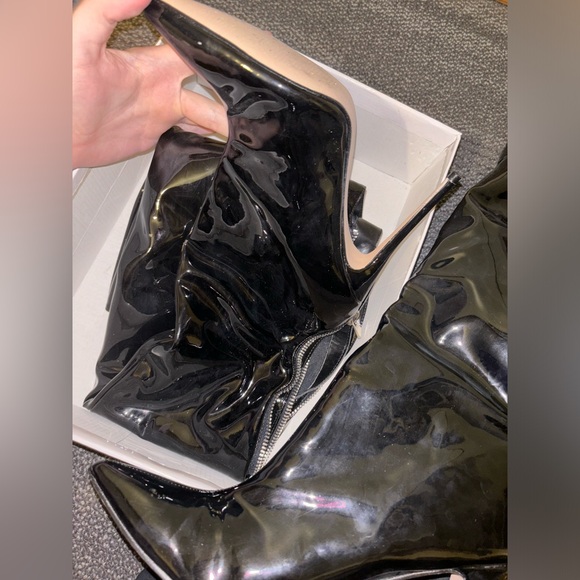 Over knee high heel latex boots zip up brand new size 10 - Picture 3 of 3